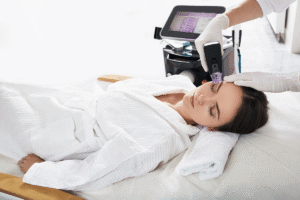 A woman receiving Morpheus8 treatment