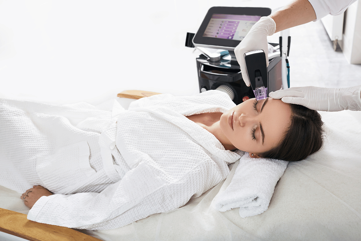 A woman receiving Morpheus8 treatment